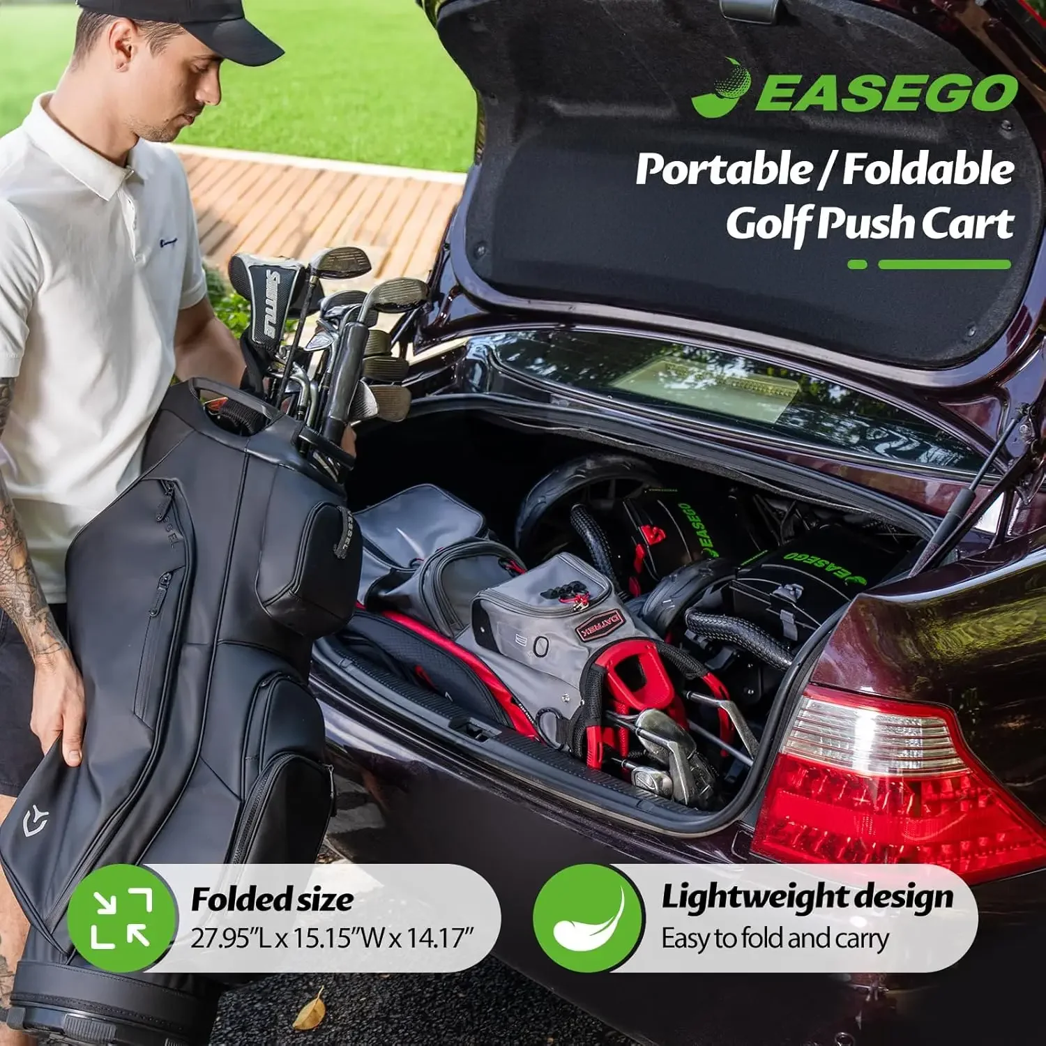 Golf Push Cart Three Wheel Fol – Pull Cart Fold recenzja i cena
