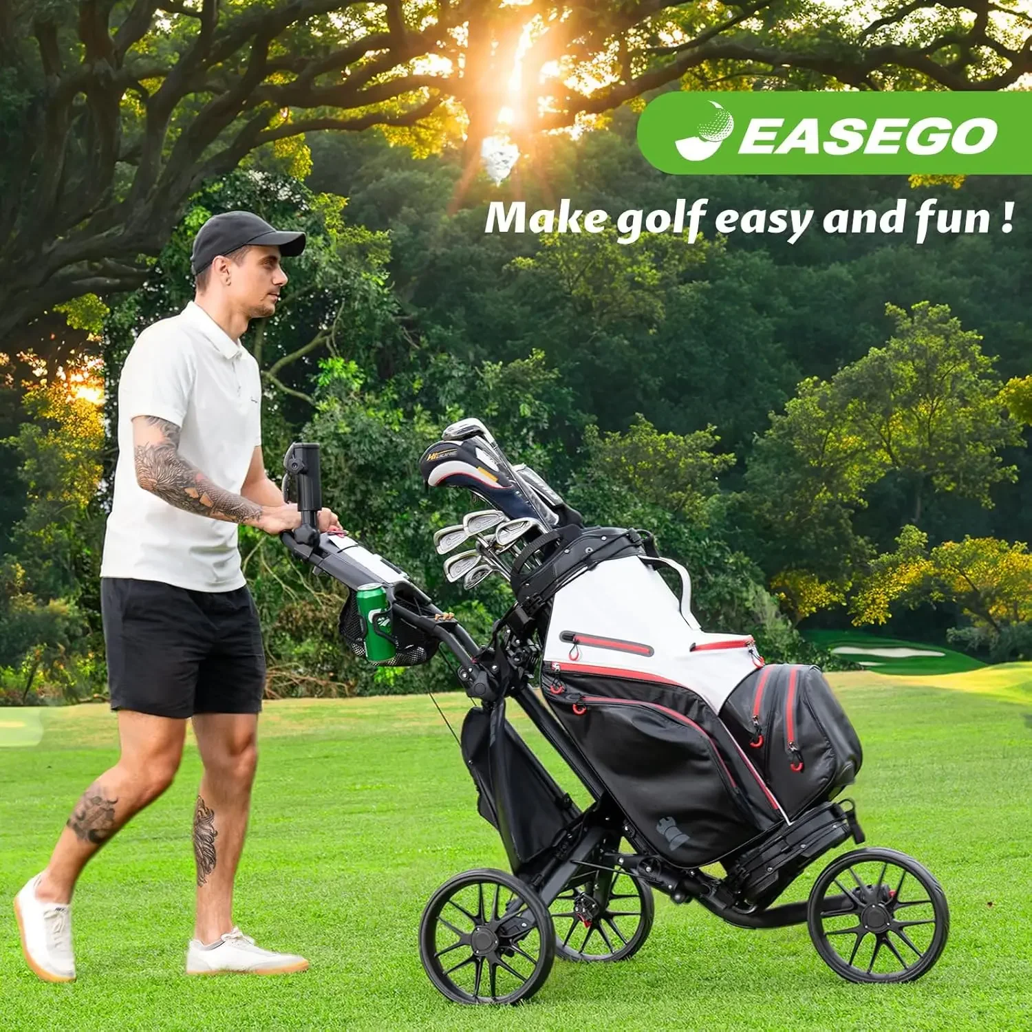 Golf Push Cart Three Wheel Fol – Pull Cart Fold recenzja i cena
