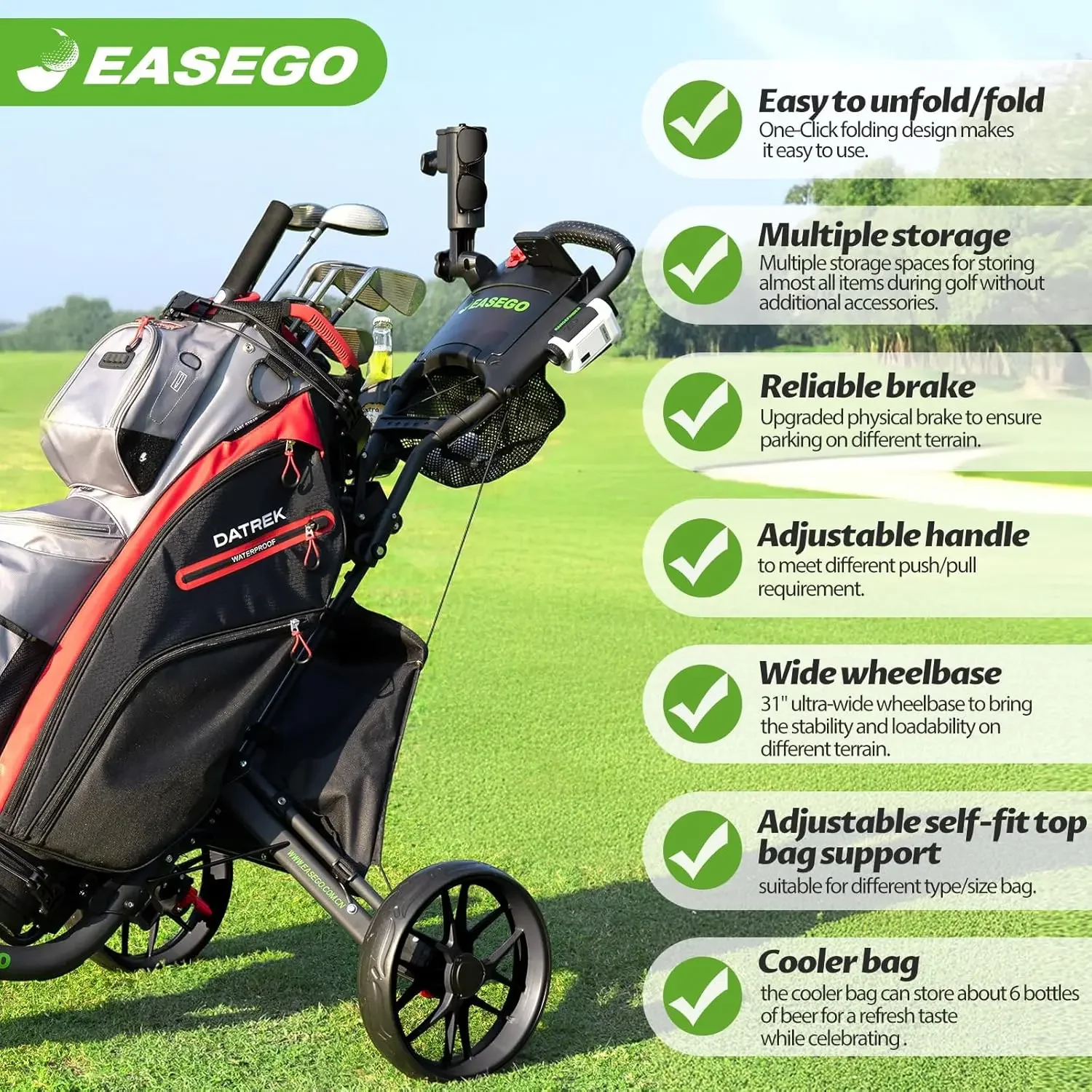 Golf Push Cart Three Wheel Fol – Pull Cart Fold recenzja i cena